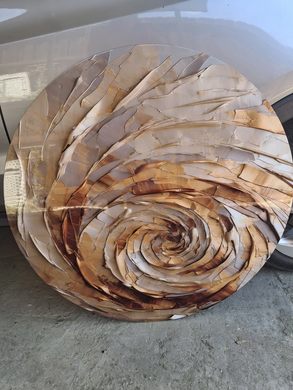 Gold Spiral Textured Round Wall Art - Brand DesignArt